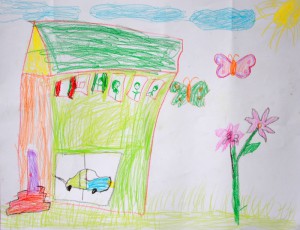 Lapset piirsivät näkemyksiään kodista.
